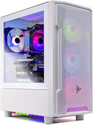 Skytech Gaming Archangel Desktop PC, Ryzen 5 5500 3.6 GHz (4.2GHz), NVIDIA RTX 3050 6GB, 1TB NVMe SSD, 16GB DDR4 RAM 3200, 650W Gold PSU, Wi-Fi, Win 11