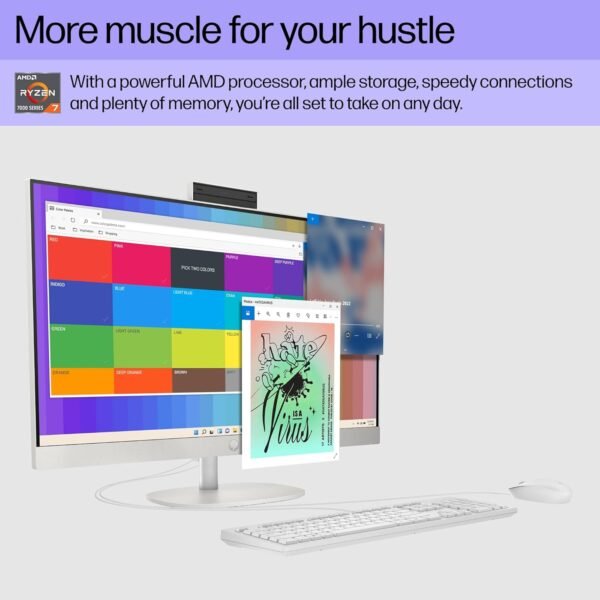 71i9xcXnN3L._AC_SL1500_.jpg HP 27 inch All-in-One Desktop PC, FHD Display, AMD Ryzen 7 7730U, 32 GB RAM, 1 TB SSD, AMD Radeon Graphics, Windows 11 Home, 27-cr0012 (2024)
