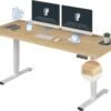 FLEXISPOT E6 Essential Bamboo 3 Stages Dual Motor 72x30 Inch FLEXISPOT E6 Essential Bamboo 3 Stages Dual Motor 72x30 Inch Electric Height Adjustable Standing Whole-Piece Board Desk Sit Stand Up Desk (White Frame + Bamboo Desktop)