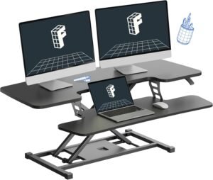 FLEXISPOT 40" Wide Standing Desk Converter Sit to Stand up FLEXISPOT 40" Wide Standing Desk Converter Sit to Stand up Riser Height Adjustable Computer Workstation with Spacious 2-Tier Desktop, Black