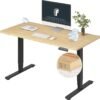 FLEXISPOT E6 Essential Bamboo 3 Stages Dual Motor 55x28 Inch FLEXISPOT E6 Essential Bamboo 3 Stages Dual Motor 55x28 Inch Electric Height Adjustable Standing Whole-Piece Board Desk Sit Stand Up Desk (Black Frame + Bamboo Desktop)