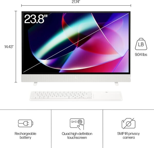 HP Envy Move 23.8 inch All-in-One PC, QHD Display, 13th Generation Intel Core i3-1315U, 8 GB RAM, 512 GB SSD, Intel UHD Graphics, Windows 11 Home, 24-cs0040 (2023)