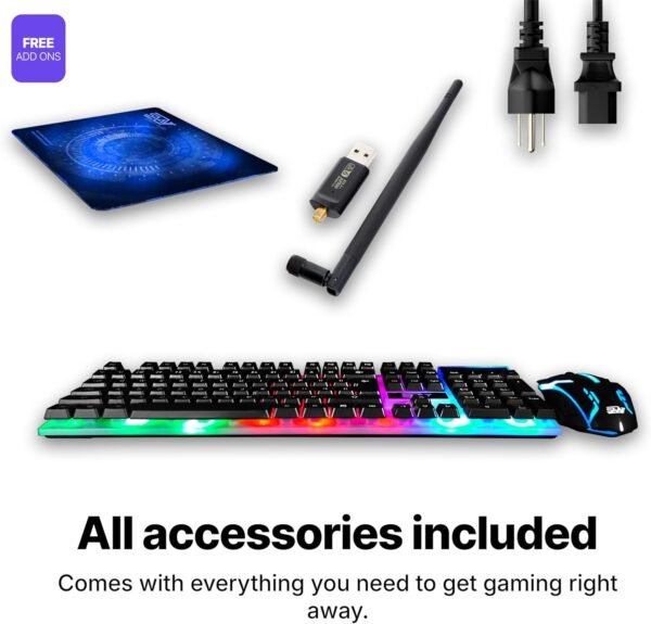 SAAV X1 Prebuilt Gaming PC Desktop with i5 3.4GHz CPU, 16GB RAM, GEFORCE GTX 750 GDDR5 GPU, 512GB NVME, WiFi 6, Bluetooth, Win 10, Mouse Keyboard, PC Gaming Computer Desktop, 1-Year Warranty