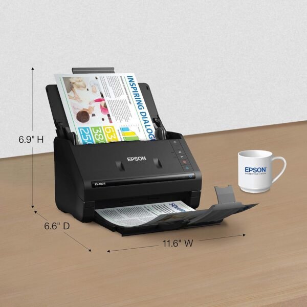 81C1txJ8WwL._AC_SL1500_.jpg Epson Workforce ES-400 II Color Duplex Desktop Document Scanner for PC and Mac, with Auto Document Feeder (ADF) and Image Adjustment Tools, ES-400 II