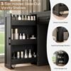 81Ib2H3vDuL._AC_SL1500_.jpg Farmhouse Makeup Vanity Desk with Sliding Mirror and Lights, Glass Desktop Makeup Vanity Desk with Charging Station, 3-Tier Hidden Slide-Out Vanity Shelves, Jewelry Storage Cabinet, 2 Drawers-Black