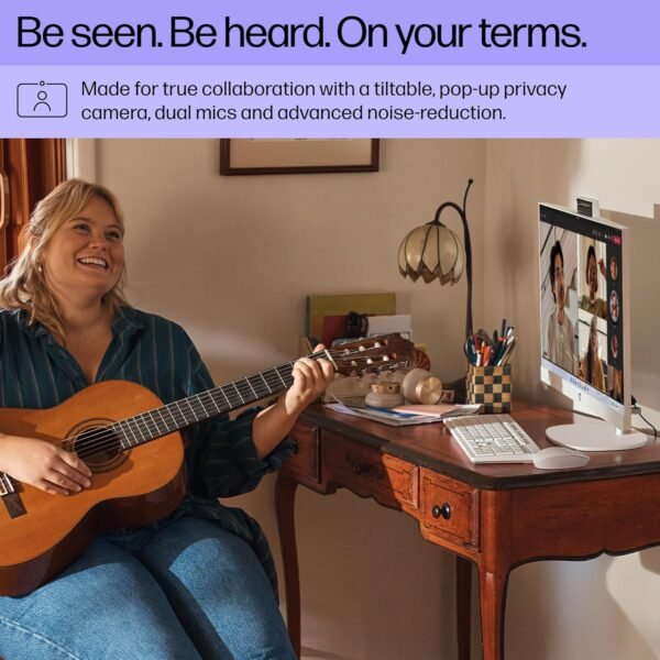 81Ix96hGbAL._AC_SL1500_.jpg HP 27 inch All-in-One Desktop PC, FHD Touchscreen, Intel Core Ultra 7 155U, 16 GB RAM, 512 GB SSD, Intel Graphics, Windows 11 Home, Shell White, 27-cr1180 (2025)