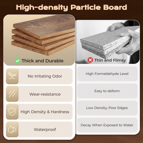 Huuger 63 Inch L Shaped Desk with Power Outlets and USB-C Port, 0.95 Inch Thicker Desktop, Reversible Computer Desk, Larger Office Corner Gaming Desk, Metal Frame, for Home Office, Study, Rustic Brown