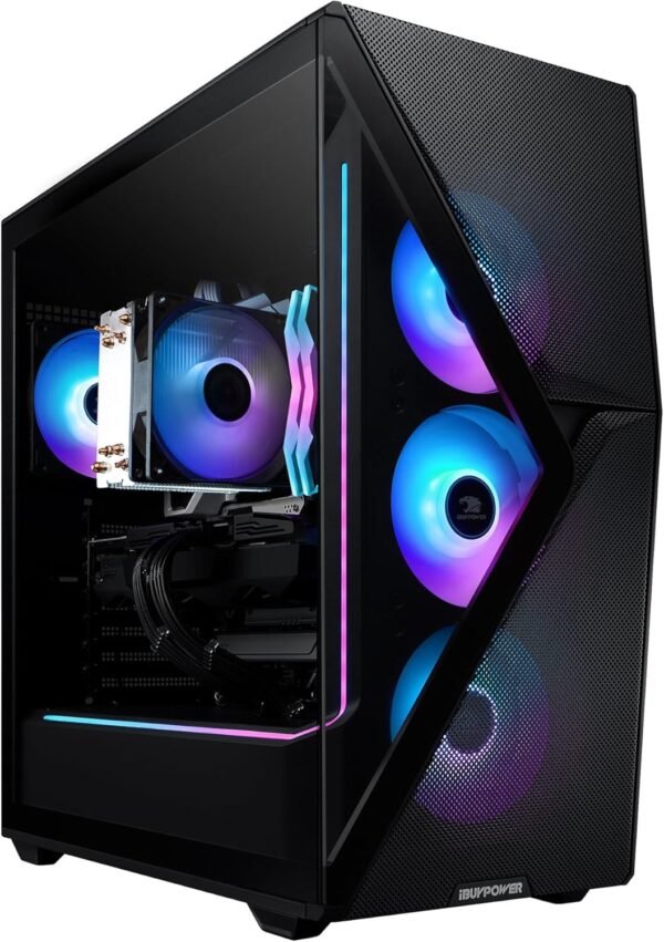 81LkSN2prsL._AC_SL1500_.jpg iBUYPOWER Slate MESH Gaming PC Desktop Computer Intel Core i7 14700F CPU, NVIDIA GeForce RTX 5070 12GB GPU, 32GB DDR5 RGB 5200MHz RAM, 1TB NVMe SSD, Windows 11 Home, Keyboard and Mouse - SMI7N5701