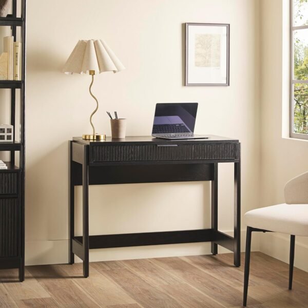 81NZCeW2jiL._AC_SL1500_.jpg Walker Edison Transitional Office Design, Reeded Drawer Front Detail, Writing Desk with Drawer, Spacious Desktop, Complementary in Living Spaces, 38”W x 16.75”D x 30”H, Black