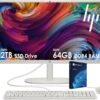 HP All-in-One Desktop PC| 24GB RAM| 512GB PCIe SSD| 22" Full HD Display, Anti-Glare| Intel Dual-core Processor| KB&Mouse| HDMI, USB-C, Wi-Fi 6| Windows 11 | Cashmere White| For Business & Personal Use