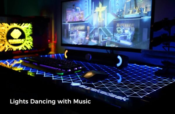 81fuwFd0aL._AC_SL1500_.jpg EUREKA ERGONOMIC RGB LED Gaming Desk, Music Sync Lights Up Tempered Glass Desktop, 43" GTG I43 Home Office Computer Table W Controller Rack 4 USB Charging Ports, APP Control