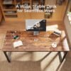 Huuger 63 x 24 inch Desk with Power Outlets & USB-C, Deeper & Thicker Desktop, Robust Metal Tubes, Computer Desk, Heavy Duty Office Desk, Work Gaming Desk, for Home Office, Rustic Brown