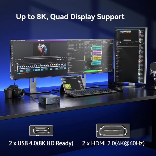 GEEKOM IT15 Mini PC, The Most Powerful with 15th Gen Intel Ultra 9 285H, 32GB DDR5 2TB NVMe SSD, Intel Arc 140T GPU(99 Tops), WiFi 7, 8K Quad Display, Win 11 Pro, SD Slot, Editing/Programming/Office