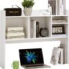 81oEbnLc4kL._AC_SL1500_.jpg Desktop Bookshelf, Wooden Desk Storage Hutch with 6 Shelves for Computer Desk, 3-Tier Desktop Display Organizer Rack for Office Home (White)