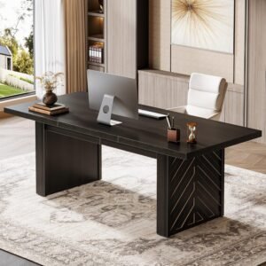 Tribesigns 70.9-Inch Wood Executive Desk, Large Office Desk Workstation with Spacious Desktop, Computer Table Conference Table for Office Black