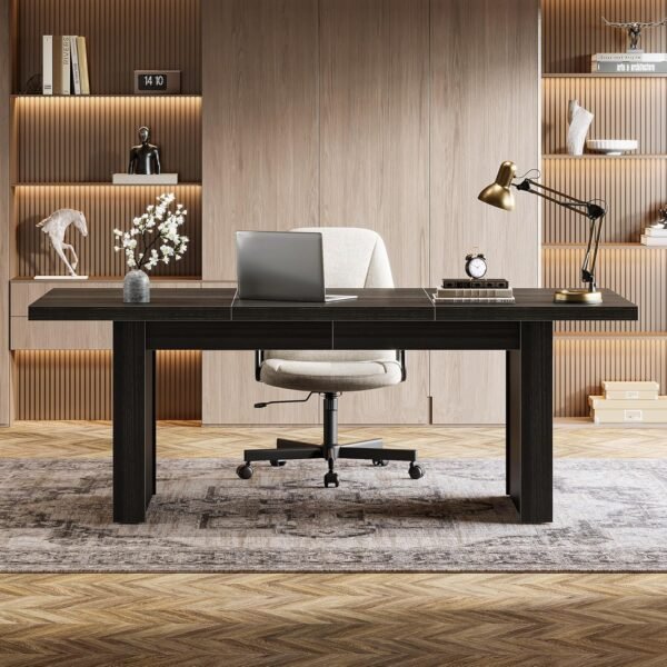 Tribesigns 70.9-Inch Wood Executive Desk, Large Office Desk Workstation with Spacious Desktop, Computer Table Conference Table for Office Black