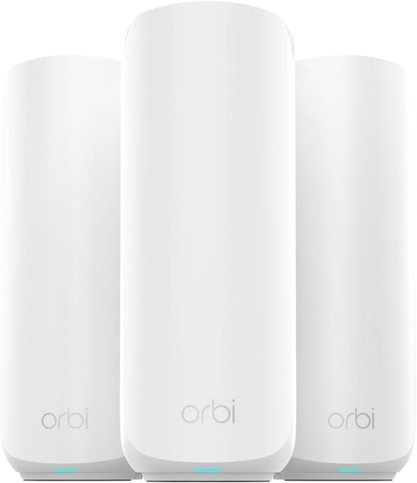 NETGEAR Orbi 370 Series Dual-Band WiFi 7 Mesh Network System NETGEAR Orbi 370 Series Dual-Band WiFi 7 Mesh Network System for Home (RBE373) – Wireless Router + 2 Extenders, Security Features, 5 Gbps, Covers 6,000 sq.ft., 70 Devices, 2.5GB Internet Port, BE5000