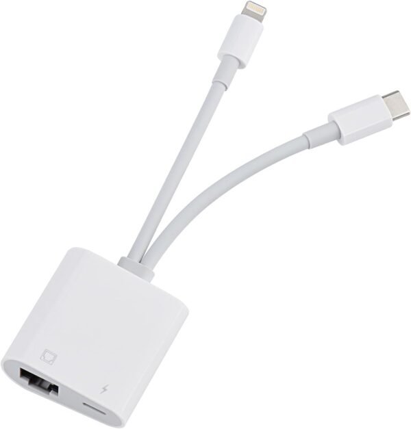 Lightning and USB C to Ethernet Adapter,2 in 1 RJ45 Lightning and USB C to Ethernet Adapter,2 in 1 RJ45 Ethernet LAN Network Adapter with Charge Port Compatible with iPhone/iPad/iPod/Samsung and More,Supports 100Mbps Plug and Play