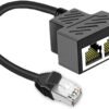 Ethernet Splitter 1 to 2 RJ45 Network Cable Adapter, Note Ethernet Splitter 1 to 2 RJ45 Network Cable Adapter, Note Only Connect one Network at a Time, Compatible with ADSL/Computers/TVs/Routers (Only Support one Works at one time)