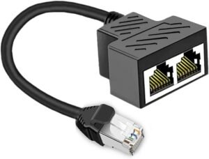 Ethernet Splitter 1 to 2 RJ45 Network Cable Adapter, Note Ethernet Splitter 1 to 2 RJ45 Network Cable Adapter, Note Only Connect one Network at a Time, Compatible with ADSL/Computers/TVs/Routers (Only Support one Works at one time)