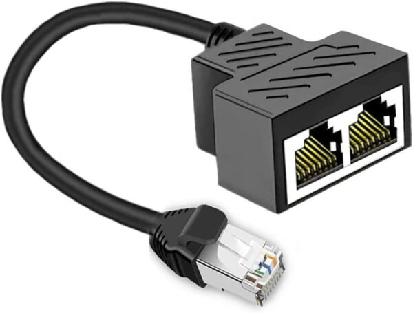 Ethernet Splitter 1 to 2 RJ45 Network Cable Adapter, Note Ethernet Splitter 1 to 2 RJ45 Network Cable Adapter, Note Only Connect one Network at a Time, Compatible with ADSL/Computers/TVs/Routers (Only Support one Works at one time)
