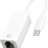 Lightning to Ethernet Adapter, [MFi Certified] Lightning to RJ45 Ethernet LAN Network with Connector Compatible with iPhone 14/13/12/11/iPad/iPod Models,Supports 100Mbps High Speed,Plug and Play