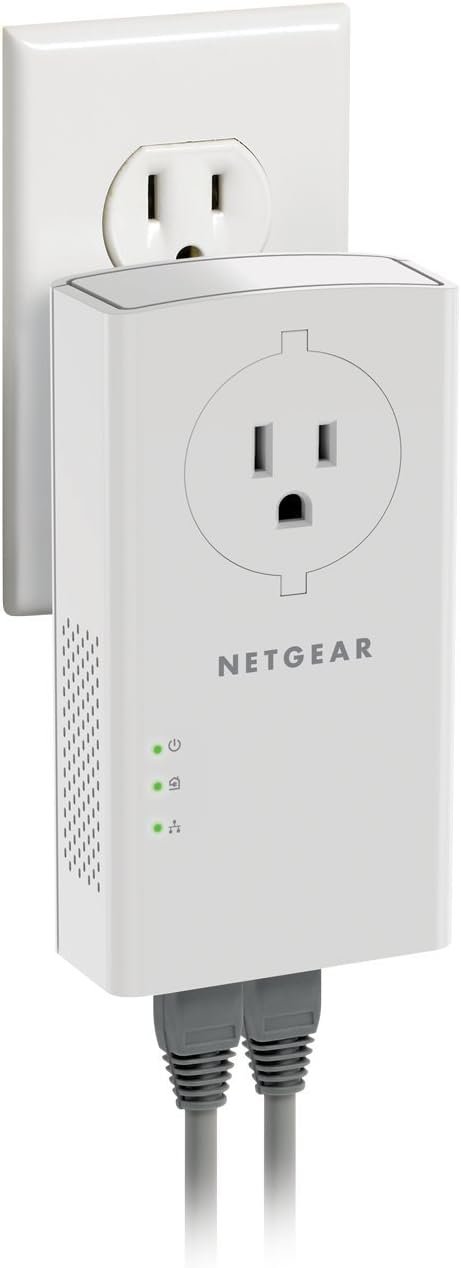 51FczIEhEwL._AC_SL1350_.jpg NETGEAR Powerline Adapter Kit, 2000 Mbps Wall-Plug, 2 Gigabit Ethernet Ports with Passthrough + Extra Outlet (PLP2000-100PAS)