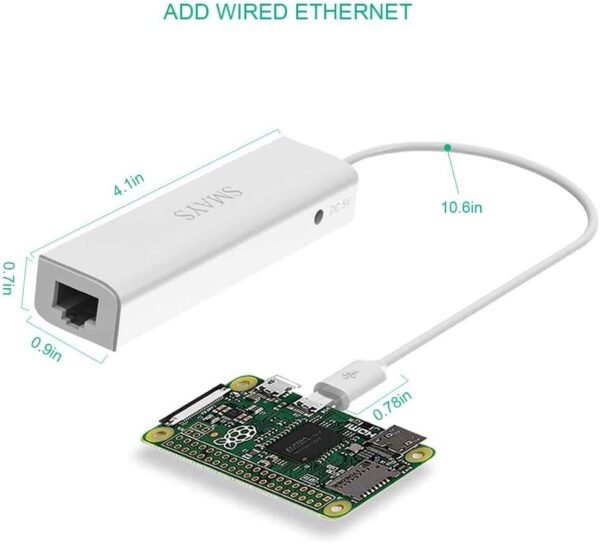 51UtWL9MVCL._AC_SL1000_.jpg Micro USB OTG to Ethernet Adapter with Powered Hub - Compatible with Raspberry Pi Zero, Older Android Devices, and Google Chromecast