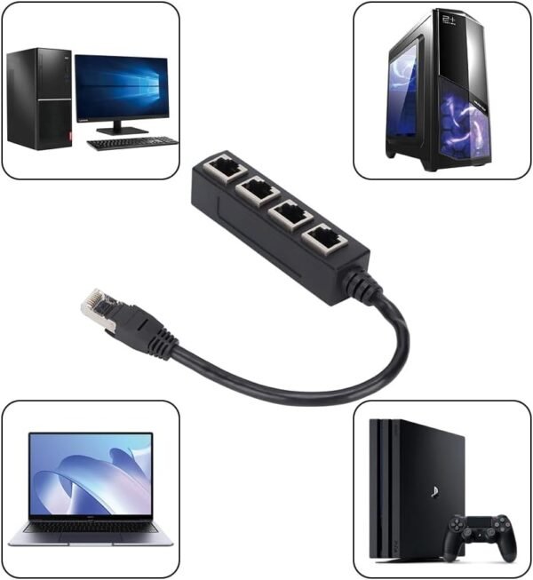 51bMRqNPUvL._AC_SL1001_.jpg RJ45 Cable Adapter 1 Male to 4 Female Ethernet, PCB Board is Embedded in Conductive Circuit Splitter Ethernet All Networks Homes Offices Broadband Connections Female