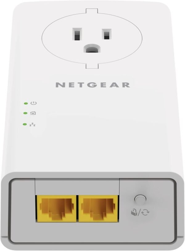 51g6nulkkvL._AC_SL1350_.jpg NETGEAR Powerline Adapter Kit, 2000 Mbps Wall-Plug, 2 Gigabit Ethernet Ports with Passthrough + Extra Outlet (PLP2000-100PAS)