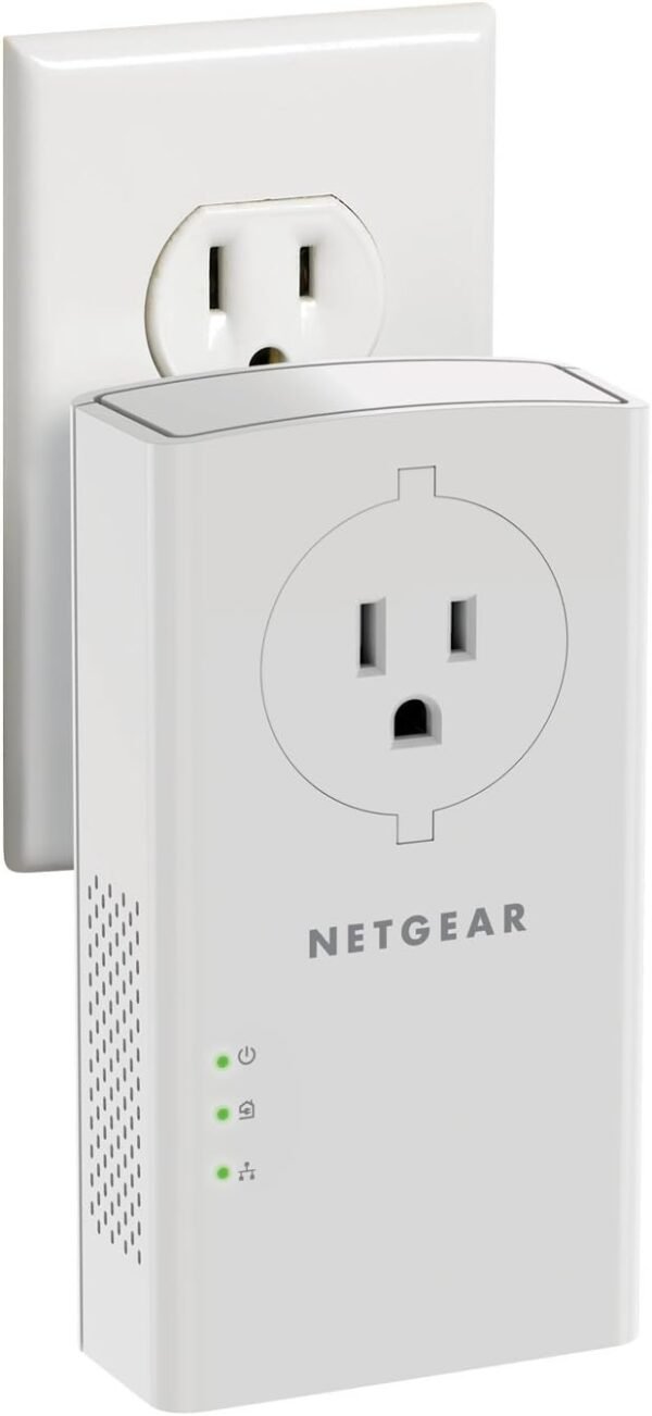 51sxXW3uwoL._AC_SL1350_.jpg NETGEAR Powerline Adapter Kit, 2000 Mbps Wall-Plug, 2 Gigabit Ethernet Ports with Passthrough + Extra Outlet (PLP2000-100PAS)