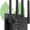 WiFi Extender Signal Booster for Home, WiFi Extender, Long Range up to 12880 Sq Ft and 105 Devices, Internet Extender WiFi Booster, WiFi Repeater with Ethernet Port, Signal Booster(Black)