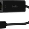 Belkin USB-C to Ethernet Adapter, Gigabit Ethernet Port Compatible w/ Belkin USB-C to Ethernet Adapter, Gigabit Ethernet Port Compatible w/ USB-C Devices, USB-C to Ethernet Cable for MacBook Pro & Dell XPS 13” Laptops, Ethernet USB-C Hub, Ethernet USB-C Adapter - Black
