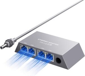 Starlink Ethernet Adapter for Gen 3, Starlink Rectangular Satellite Internet Adapter Ethernet Gen 3 for Wired External Network Fast & Stable Connection, 4 Ports