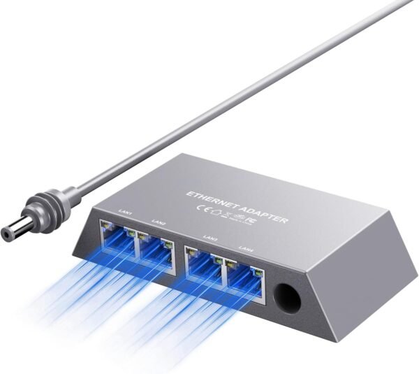 Starlink Ethernet Adapter for Gen 3, Starlink Rectangular Satellite Internet Adapter Ethernet Gen 3 for Wired External Network Fast & Stable Connection, 4 Ports