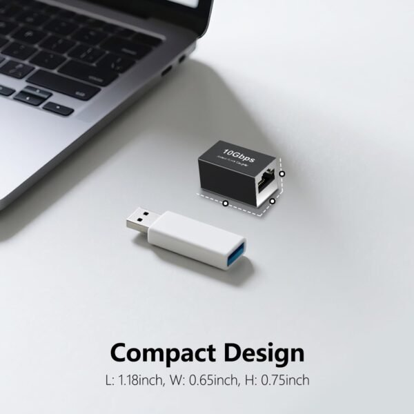 Jadaol RJ45 Coupler 10Gbps, Premium Gold Plated Shielded Ethernet Extender with PoE Support, 328ft Long Distance Extend, Ethernet Coupler Female to Female for Cat8 Cat7 Cat6a Cat6 Cable, 1 Pack Black