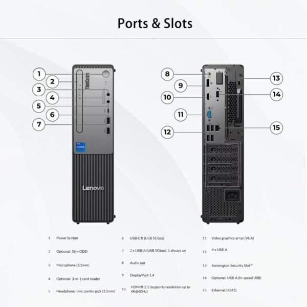 Lenovo ThinkCentre Neo 50s Gen 5 SFF Business Desktop, 14th Gen Intel 10-Core i5-14400, 32GB DDR5, 2TB SSD, DP, HDMI, VGA, DVD-RW, Wi-Fi 6, Wired Keyboard & Mouse, Windows 11 Pro, Flash Drive Bundle