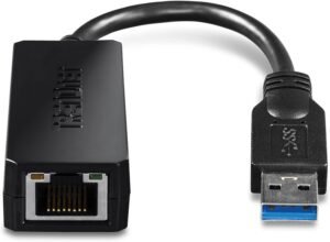 TRENDnet USB 3.0 to Gigabit Ethernet Adapter, Full Duplex 2Gbps TRENDnet USB 3.0 to Gigabit Ethernet Adapter, Full Duplex 2Gbps Ethernet Speeds, Up to 1Gbps, USB to Gigabit Ethernet Adapter, USB-A, Windows Compatible, USB Powered, Black, TU3-ETG