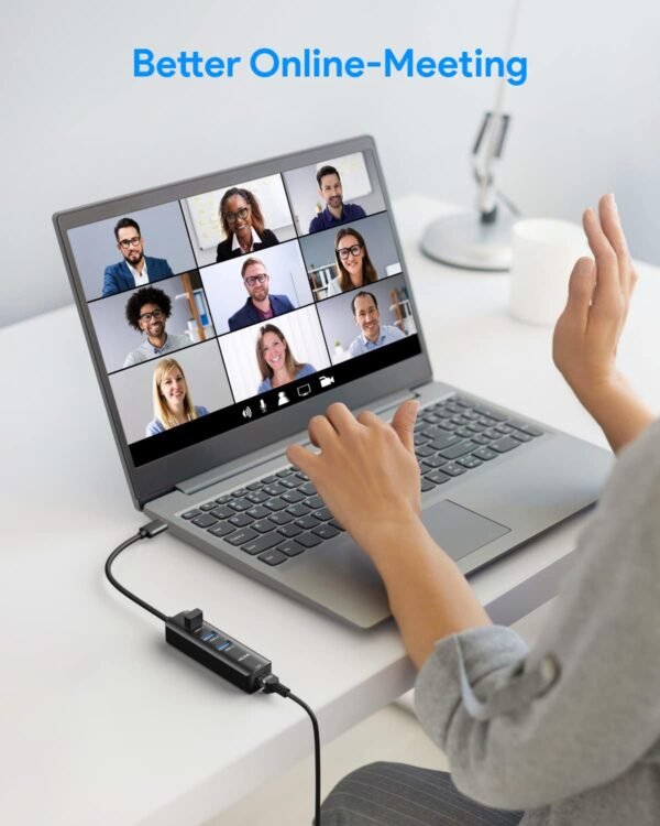 61CCxL2PEAL._AC_SL1500_.jpg USB C to Ethernet Adapter, ABLEWE 4-in-1 RJ45 to USB-C/Thunderbolt 3 to Gigabit Ethernet LAN Network Adapter for MacBook Pro/Air 2021/2020/2019, iPad Pro 2021, Chromebook, XPS, Surface 3/2/Go-Black