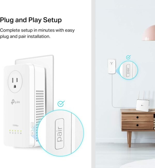 61FVp9KffL._AC_SL1500_.jpg TP-Link Powerline WiFi Extender TL-WPA8631P KIT- Includes AV1300 Powerline Network Adapter and AC1200 Dual Band Extender, 2x2 MIMO, 3 Gigabit Ports, Passthrough, Plug & Play, Free Expert Support