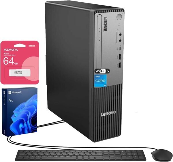 Lenovo ThinkCentre Neo 50s Gen 5 SFF Business Desktop, 14th Gen Intel 10-Core i5-14400, 32GB DDR5, 2TB SSD, DP, HDMI, VGA, DVD-RW, Wi-Fi 6, Wired Keyboard & Mouse, Windows 11 Pro, Flash Drive Bundle