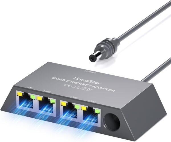 Multi Ports Starlink Mini/Starlink Gen 3 Ethernet Adapter for Wired Multi Ports Starlink Mini/Starlink Gen 3 Ethernet Adapter for Wired External Network 4-Ports Starlink Ethernet Adapter Gen 3 for 4 Devices Networked Simultaneously Stable Connection - Up to 1 Gbps