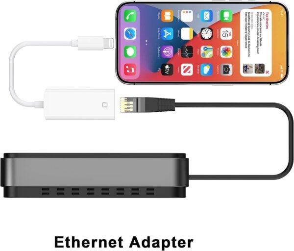 Lightning to Ethernet Adapter, [MFi Certified] Lightning to RJ45 Ethernet LAN Network with Connector Compatible with iPhone 14/13/12/11/iPad/iPod Models,Supports 100Mbps High Speed,Plug and Play