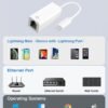 Lightning to Ethernet Adapter, [MFi Certified] Lightning to RJ45 Ethernet LAN Network with Connector Compatible with iPhone 14/13/12/11/iPad/iPod Models,Supports 100Mbps High Speed,Plug and Play
