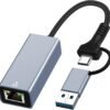 USB 3.0 to Ethernet Adapter, USB C to RJ45 Gigabit USB 3.0 to Ethernet Adapter, USB C to RJ45 Gigabit LAN 1000 Mbps Wired Network, Ethernet to Type-C 10/100/1000Mbps Network Adapter for Windows XP, MAC OS, Linux, Vista 7 8 10 11