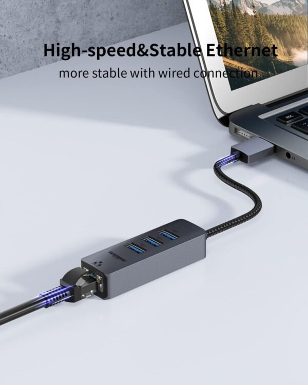61TzEZ-XJkL._AC_SL1500_.jpg USB to Ethernet Adapter for Laptop, 4-in-1 USB3.0 to RJ45 Hub, 3*USB 3.0, Gigabit 10/100/1000Mbps, Support for MacBook, Surface Pro, Windows, Linux, Chromebook and More