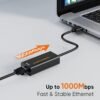CableCreation USB to Ethernet Adapter, USB 3.0 to 10/100/1000 Gigabit Wired LAN Network Adapter Compatible with Nintendo Switch, Windows, MacBook, macOS, Mac Pro Mini, Laptop, PC-10PACK