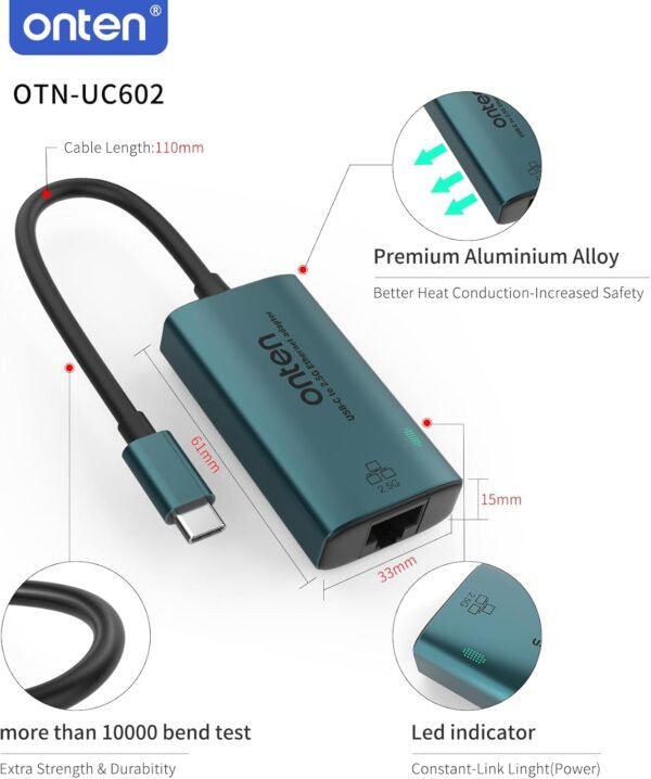 61WRtgIR7VL._AC_SL1500_.jpg USB-C to Ethernet Adapter - 2.5Gbps High-Speed,Type-C to RJ45 Ethernet LAN Network Adapter Thunderbolt 4/3 Compatible, for iPhone 15 Pro/Max, MacBook Pro/Air 2023, iPad Pro,iMac and More (2.5 G)