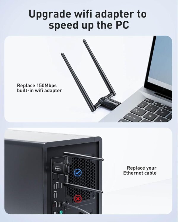 61ZZot0Z6uL._AC_SL1500_.jpg USB WiFi Adapter for Desktop PC - 1300Mbps Wi-Fi 5G 2.4G USB 3.0 Wireless Adapter with WiFi Antenna for Win11/10/7 WiFi Dongle for Desktop PC Laptop Internet Network Wi-Fi Card