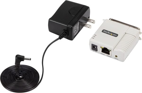 StarTech.com Ethernet to Parallel Network Print Server, 10/100Mbps LAN, WebUI, Centronics Ethernet Printer Server Adapter, TAA